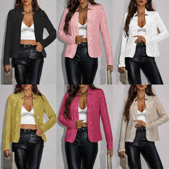 Women's Stand-Collar Cropped Sequin Jacket