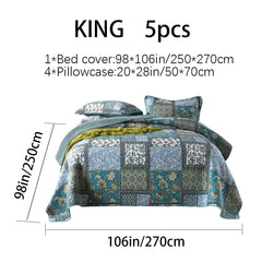 Reversible Cotton Quilt Bedspread Set – Vintage Floral Patchwork 3-Piece All-Season Bedding