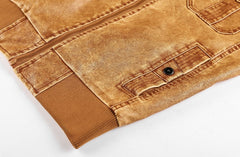 Men’s Hooded PU Leather Jacket – Zip-Up Casual Faux Leather Coat for Fall & Winter