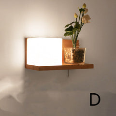 Modern Nordic Wall Lamp – Oak Wood & Glass E27 Sconce for Living Room, Hallway & Corridor