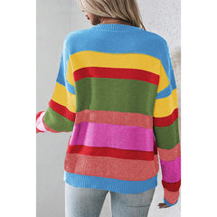 Women’s Retro Drop-Shoulder Sweater – Round Neck Casual Loose-Fit Pullover