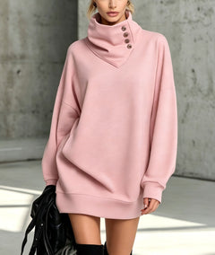 Women’s Vintage Loose-Fit Button-Down Sweatshirt – Mid-Length Casual Long-Sleeve Pullover Top