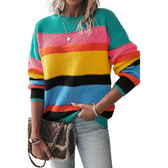 Women’s Retro Drop-Shoulder Sweater – Round Neck Casual Loose-Fit Pullover