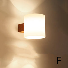 Modern Nordic Wall Lamp – Oak Wood & Glass E27 Sconce for Living Room, Hallway & Corridor