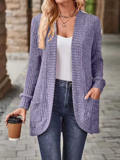 Women’s Relaxed-Fit Mid-Length Winter Coat with Pockets – Casual Autumn Outerwear Jacket