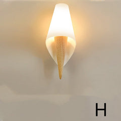 Modern Nordic Wall Lamp – Oak Wood & Glass E27 Sconce for Living Room, Hallway & Corridor