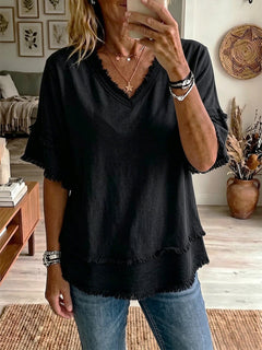 Women's Loose V-Neck Pullover Top