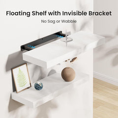 One-Line Floating Wall Shelf – 3-Tier Wooden Bamboo Wall-Mounted Storage Shelf