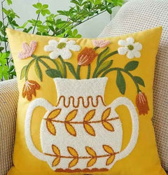 Decorative Floral Embroidered Pillow Cover