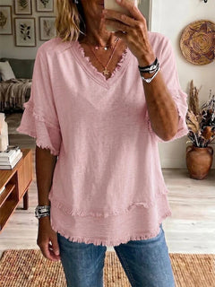 Women's Loose V-Neck Pullover Top