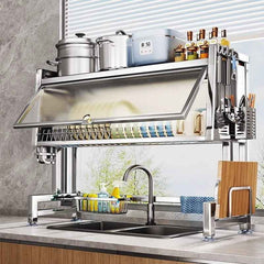Stainless Steel Kitchen Sink Rack – Multifunctional Dish Drainer & Storage Organizer