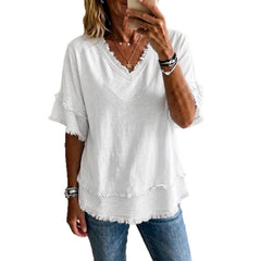 Women's Loose V-Neck Pullover Top