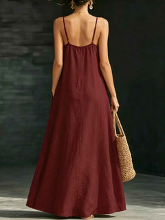 Summer Beach Spaghetti Strap Maxi Dress – Loose Flowy Casual Long Vacation Dress for Women