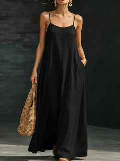 Summer Beach Spaghetti Strap Maxi Dress – Loose Flowy Casual Long Vacation Dress for Women