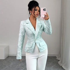 Women’s Embroidered Patchwork Blazer – Casual Lapel Single-Breasted Fashion Jacket