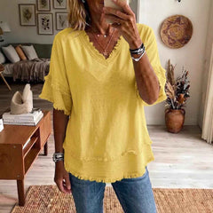 Women's Loose V-Neck Pullover Top