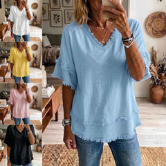 Women's Loose V-Neck Pullover Top