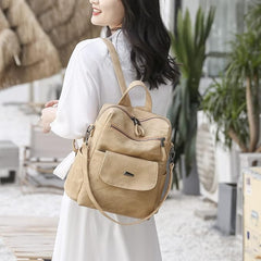 Marbled Faux Multi-Pocket Backpack