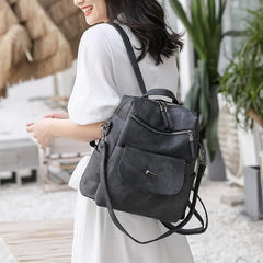 Marbled Faux Multi-Pocket Backpack