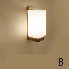 Modern Nordic Wall Lamp – Oak Wood & Glass E27 Sconce for Living Room, Hallway & Corridor