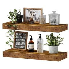 Floating Wall Shelf – Wooden Bamboo Storage Shelf for Living Room, Bedroom & Home Décor