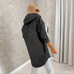 Plus-Size Women's Mid-Length Hooded Warm Relaxed-Fit Coat