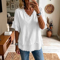 Women's Loose V-Neck Pullover Top