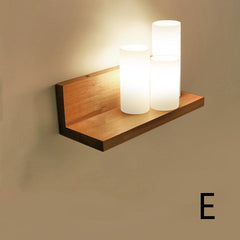 Modern Nordic Wall Lamp – Oak Wood & Glass E27 Sconce for Living Room, Hallway & Corridor