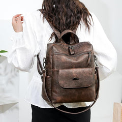 Marbled Faux Multi-Pocket Backpack