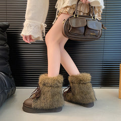 Women’s Fleece-Lined Snow Boots – Warm Height-Increasing Winter Boots with Thick Sole