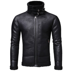 Men’s Leather Biker Jacket – Classic Motorcycle Motorcycle-Style Leather Coat for Casual Wear