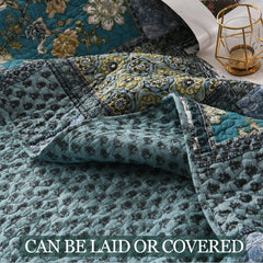 Reversible Cotton Quilt Bedspread Set – Vintage Floral Patchwork 3-Piece All-Season Bedding