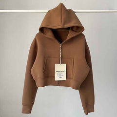 Women's Solid-Color Loose-Fit Hooded Sweatshirt