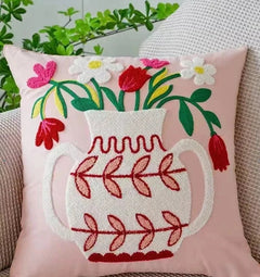 Decorative Floral Embroidered Pillow Cover