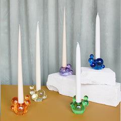 Bubble Crystal Glass Candle Holder - Lovely Green Decorative Sculpture