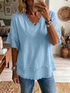 Women's Loose V-Neck Pullover Top