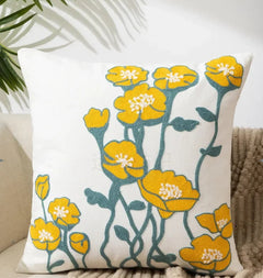 Decorative Floral Embroidered Pillow Cover