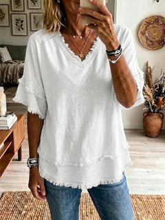 Women's Loose V-Neck Pullover Top
