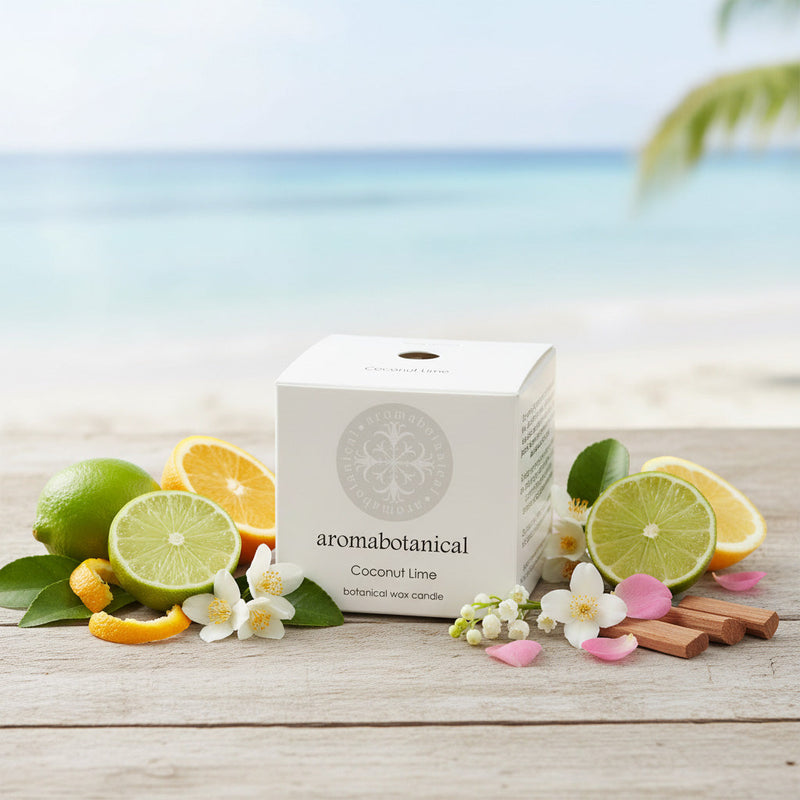 Mini Coconut Lime Candle with Refreshing Tropical Scent by Aromabotanical