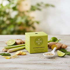 Mini Lemongrass & Ginger Candle with Soothing Scent by Aromabotanical