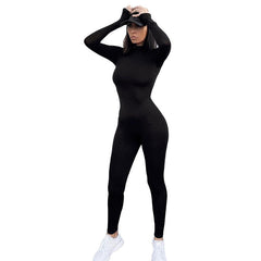 Women’s Long Sleeve High-Waisted Sports Jumpsuit – Slim-Fit Workout & Activewear Bodysuit
