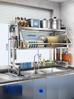 Stainless Steel Kitchen Sink Rack – Multifunctional Dish Drainer & Storage Organizer