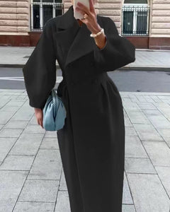 Women’s Vintage Lantern Sleeve Jacket – Oversized Lapel Collar Elegant Casual Coat