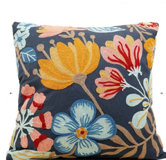 Decorative Floral Embroidered Pillow Cover