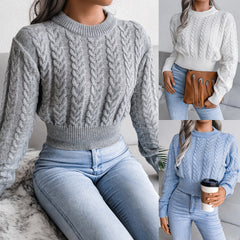 Women’s Autumn Knit Sweater Crop Top – Stylish Cropped Pullover Jumper