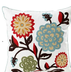 Decorative Floral Embroidered Pillow Cover