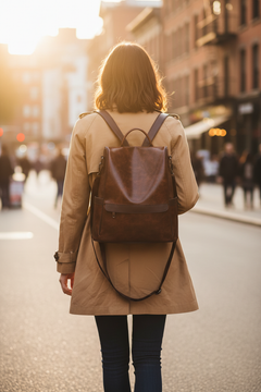Faux Multi-Pocket Travel Backpack