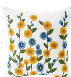 Decorative Floral Embroidered Pillow Cover