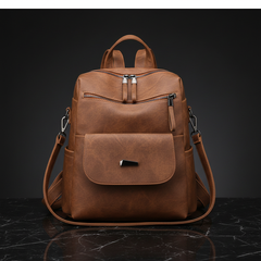 Marbled Faux Multi-Pocket Backpack