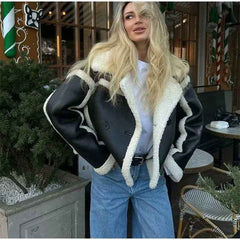 Women's Loose Lamb Wool Short Coat